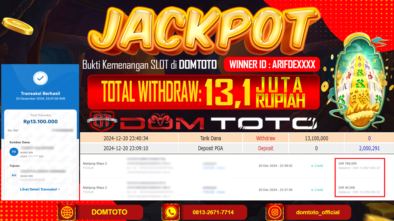 JACKPOT SLOT MAHJONG WAYS 2 21 DESEMBER 2024